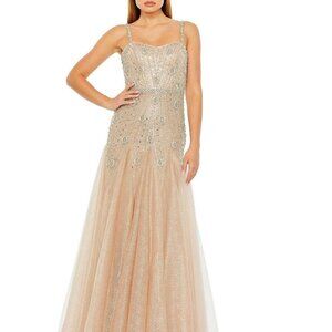 Mac Duggal Women's Slim Strap Embellished Bustier Gown